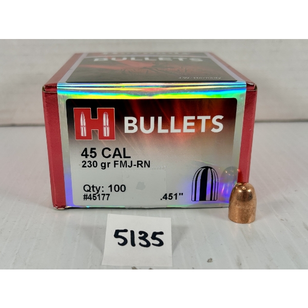 BULLETS: APPROX 90X HORNADY .45 CAL 230GR. FMJ 