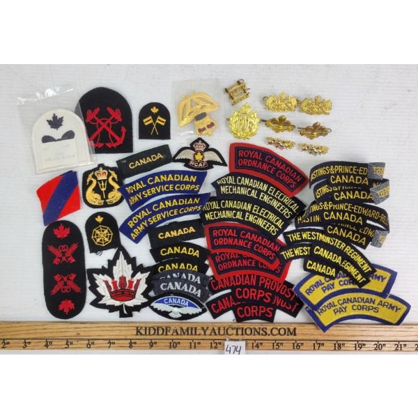 JOB LOT - CDN MILITIA BADGES, PINS, PATCHES, ETC