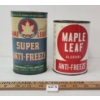 Image 1 : LOT OF 2 - MAPLE LEAF ALCOHOL ANTI-FREEZE & SUPER ANTI-FREEZE QT CANS
