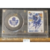 Image 1 : 1991 UDC NHL TORONTO MAPLE LEAFS PETER ZEZEL HOCKEY CARD & PUCK - AUTOGRAOHED
