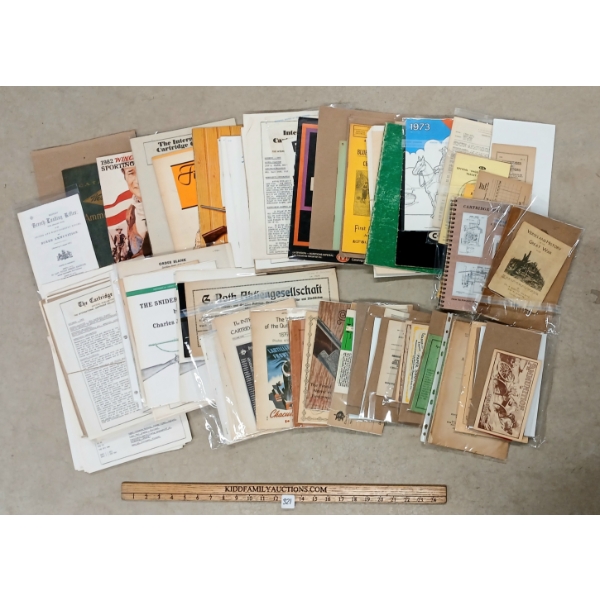 JOB LOT - VINTAGE AMMO, FIREARMS & MILITIA PAMPHLETS, MAGAZINES, ETC