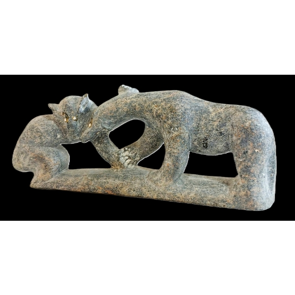  BEARS PLAYING  BY SILAS ATTAUQ (1933-2013) - STONE