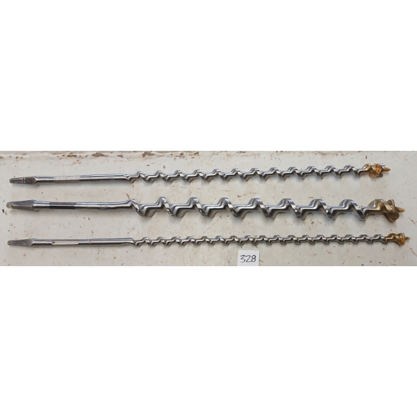 LOT OF 3 - 12" DRILL BITS - INCL 7/16", 1" & 5/8"