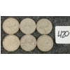 Image 1 : LOT OF 6 - 1940-1965 CDN 25 CENT COINS