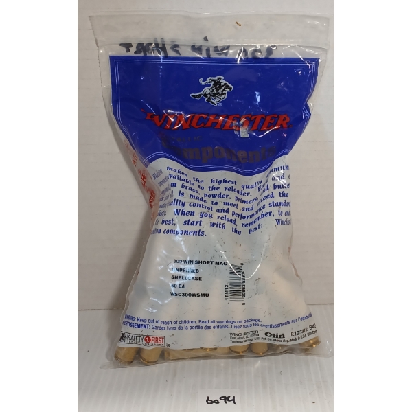 BRASS: 50X WINCHESTER .300 WIN SHORT MAG - UNPRIMED - SEALED