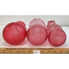Image 4 : LOT OF 3 - CRANBERRY DEPRESSION GLASS PITCHER & VASES