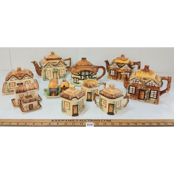 LOT OF 16 - COTTAGE / BURLING WARE PCS - MFG BY KEELE ST., PARAMOUNT POTTERY & PRICE BROS. 