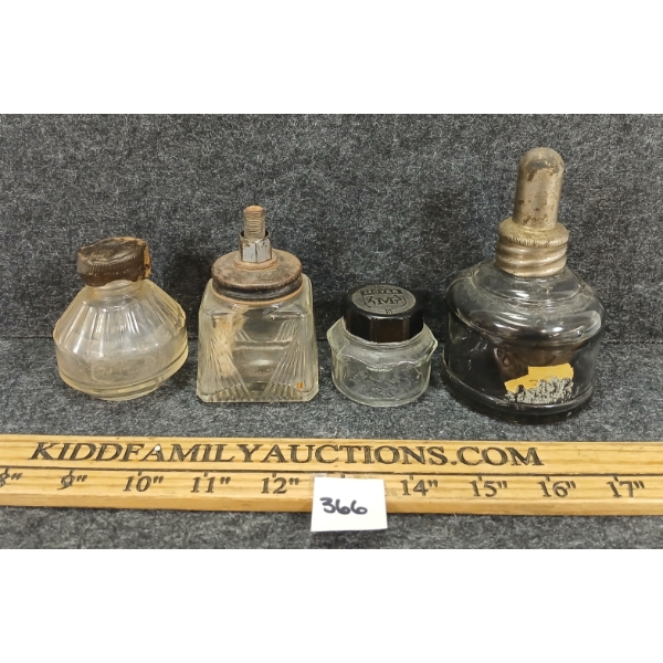 LOT OF 4 - INKWELL BOTTLES - INCL WATERMANS, MOYER SCHOOL & QUINK