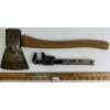 Image 1 : LOT OF 2 - US/CDN FANTAIL HATCHET & 9IN ADJ STEEL MONKEY WRENCH