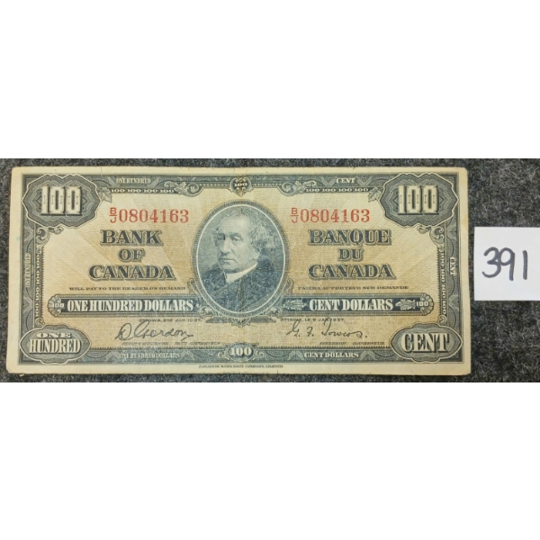 1937 CDN $100 BANKNOTE