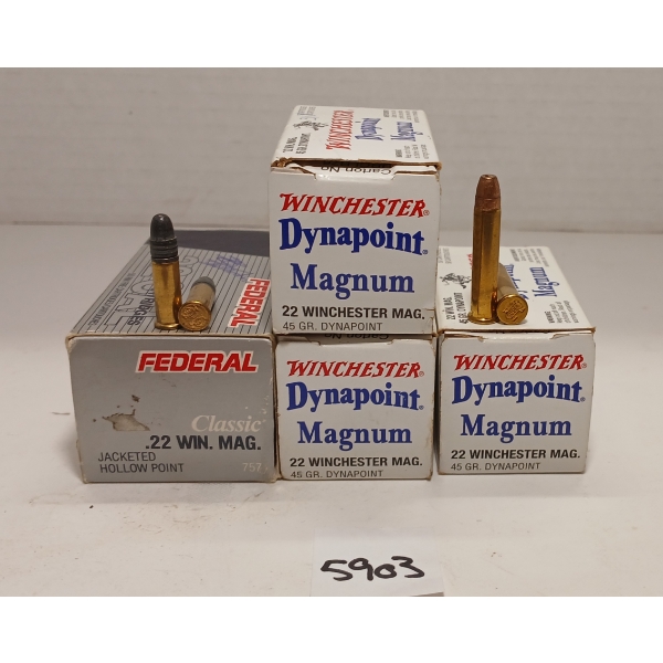 AMMO: 131X WINCHESTER & FEDERAL .22 WIN MAG & LR - 45 & 50GR - HP
