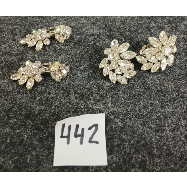 PAIR OF 2 - SHERMAN RHINESTONE CLIP ON EARRINGS