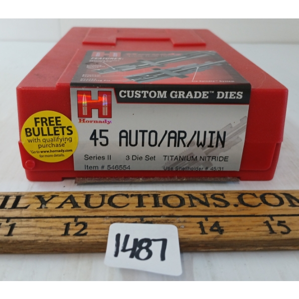 HORNADY TITANIUM NITRIDE CUSTOM GRADE SERIES II .45AUTO/AR/WIN 3PC DIE SET