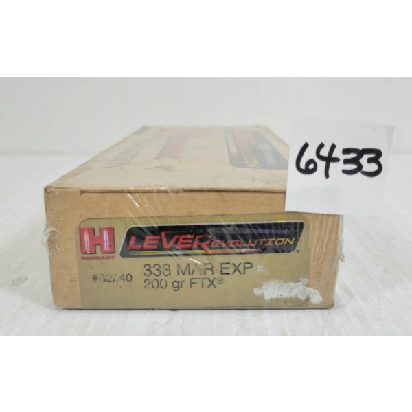 AMMO: 20X HORNADY LEVEREVOLUTION .338 MAR EXP - 200GR - FTX - SEALED