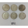 Image 1 : LOT OF 6 - 1963 - '65 CDN 50 CENT SILVER COINS