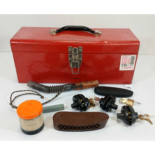 JOB LOT - KNIGHT & HALE EX GRAVITY BLEAT, GUN LOCKS, RECOIL PADS, ETC