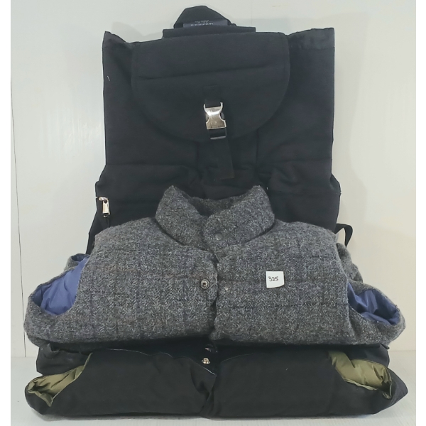 LOT OF 3 - MEN'S PENFIELD ROCKWOOL LEATHER & MOON TWEED VESTS W/ RUCKSACK