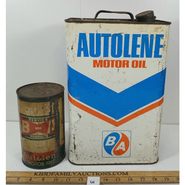 LOT OF 2 - B-A BOWTIE & B/A AUTOLENE & MOTOR OIL CANS