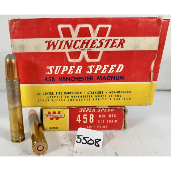AMMO: 38X WINCHESTER .458 WIN MAG - 510 GR SP