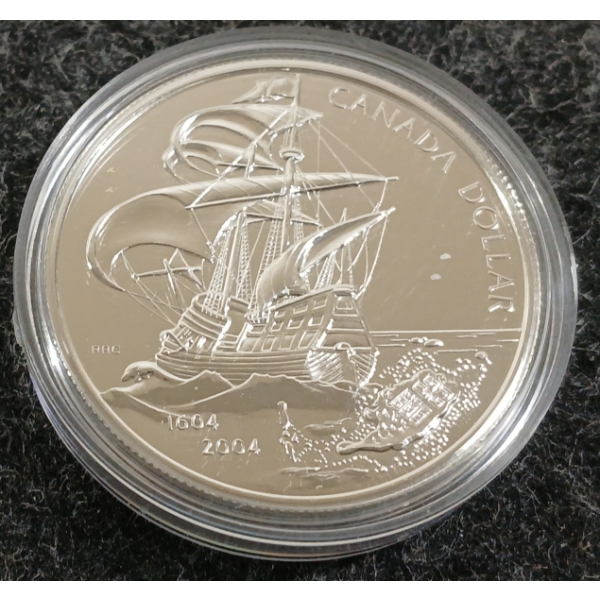 2004 RCM BRILLIANT UNCIRCULATED DOLLAR - 400TH ANN. OF FIRST FRENCH SETTLEMENT IN NORTH AMERICA