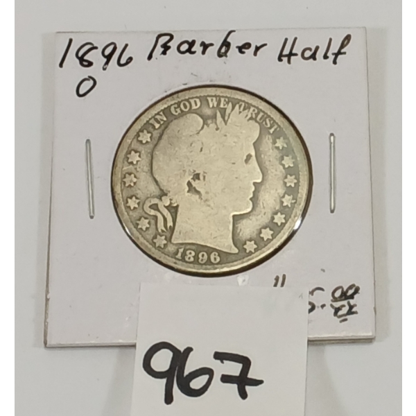 1896 U.S. SILVER BARBER HALF DOLLAR