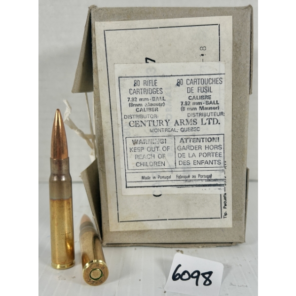 AMMO: 90X FNM 8 MM MAUSER - MILITARY FMJ