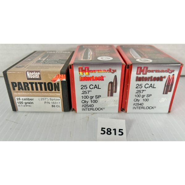 BULLETS: 250X .25 CAL - 100 GR SP & POLY TIP