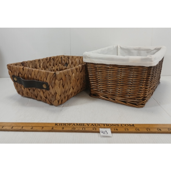 LOT OF 2 - WOVEN DECORATIVE BASKETS