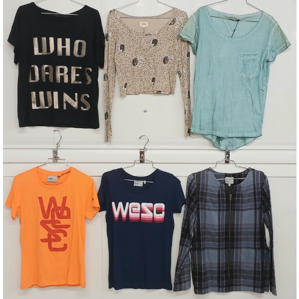 LOT OF 6 - WOMEN'S MINIMUM, LIFETIME & WESC T-SHIRTS & LONG SLEEVES - FT SERA, ETTORE, ETC