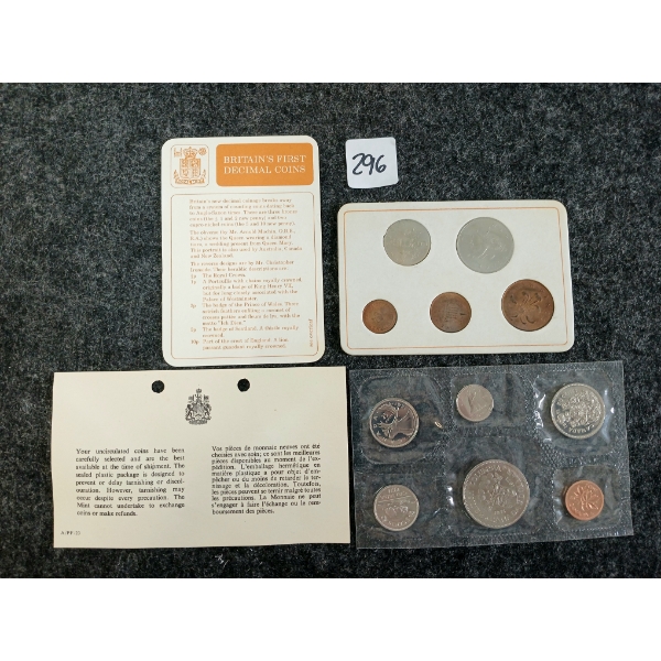 LOT OF 2 - 1971 RCM PROOF SET & BRITAIN'S 1ST DECIMAL COINS SET