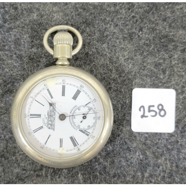  NEW HAVEN WATCH CO. SILVEROID LOCOMOTIVE SPECIAL POCKET WATCH 