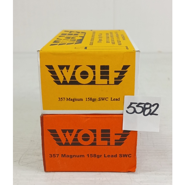 AMMO: 100X WOLF .357MAG - 158GR - SWC - SEALED