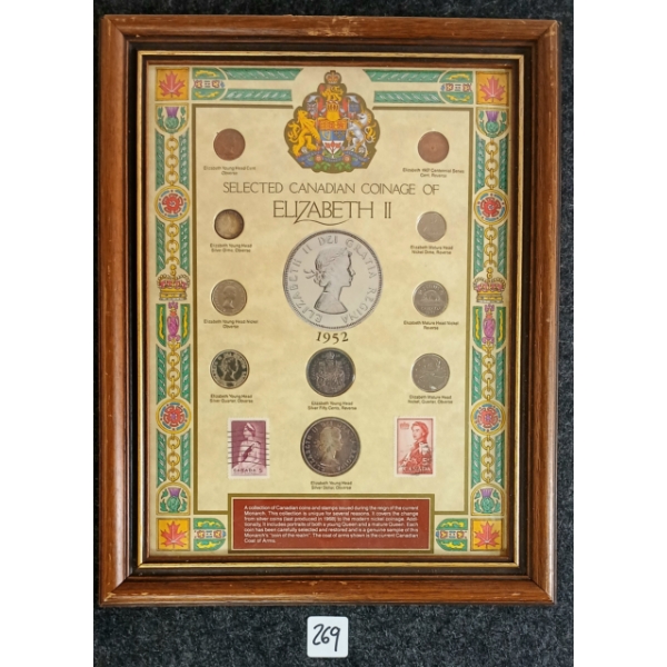 1952 SELECTED CDN COINAGE OF ELIZABETH II - FRAMED