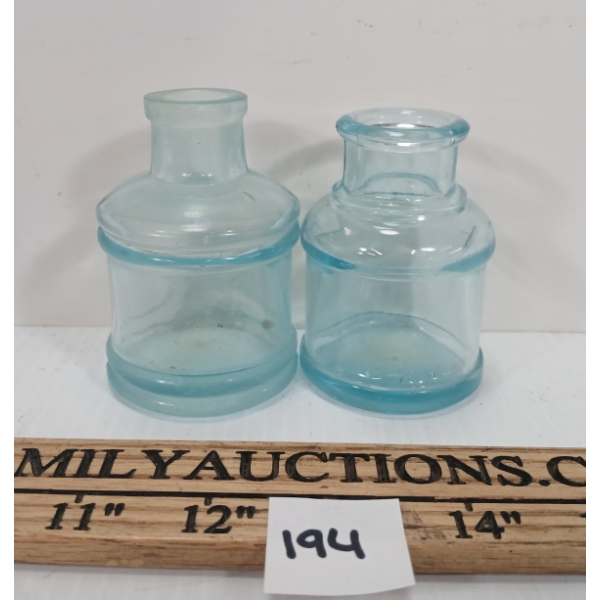 LOT OF 2 - UNMARKED INKWELL BOTTLES