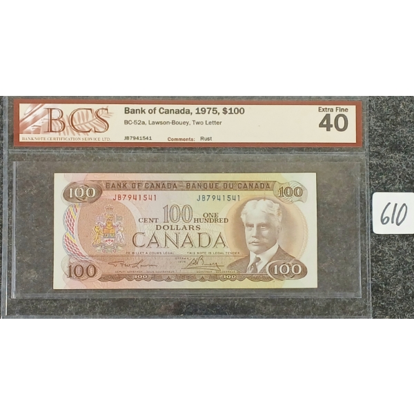 1975 CDN $100 BANKNOTE - BCS GRADED