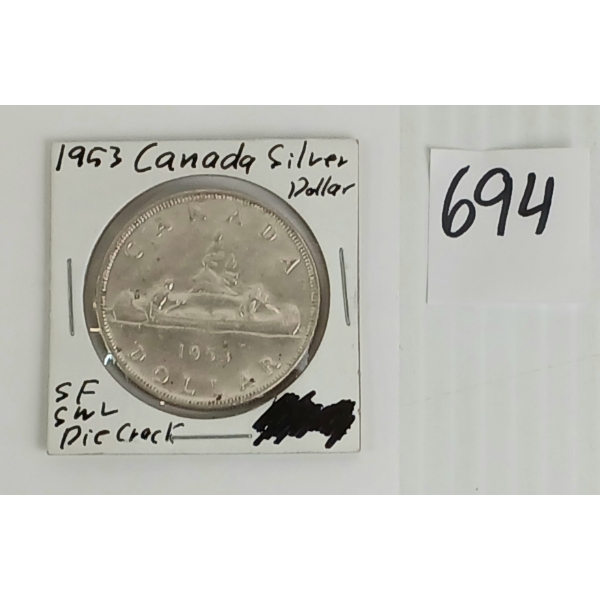 1953 CDN SILVER DOLLAR COIN