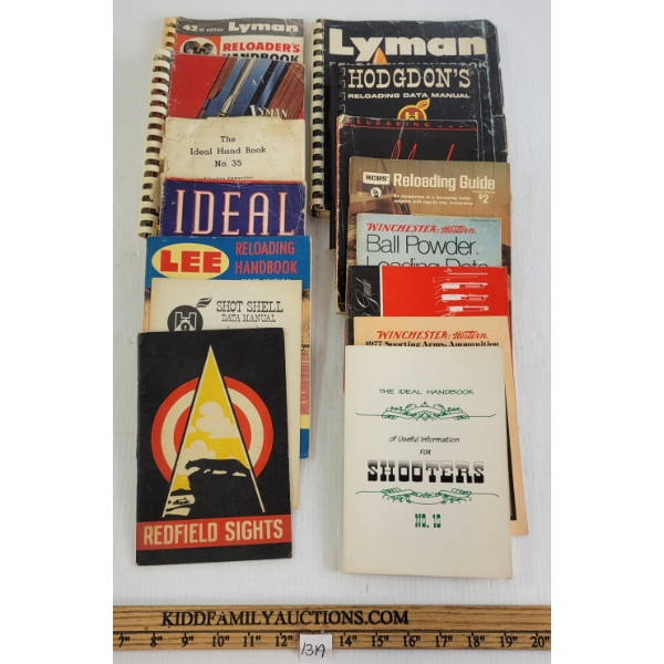 LOT OF 15 - RELOADING & SHOOTING MANULAS - INCL IDEAL, LYMAN, NORMA, ETC