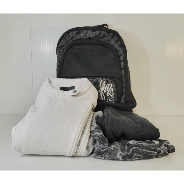 LOT OF 4 - WOMEN'S MINIMUM JEANIE SCARF, AUDORA JACKET, LIFETIME FIONA MARBLE PANTS & BACKPACK