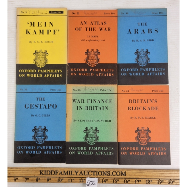 LOT OF 6 - OXFORD PAMPHLETS ON WORLD AFFAIRS - INCL "BRITAIN'S BLOCKADE", "MEIN KAMPF", ETC