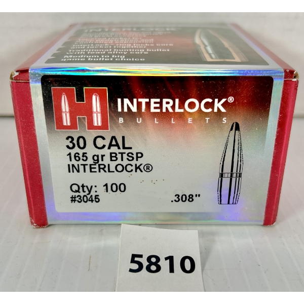 BULLETS: 100X HORNADY .30 CAL - 165 GR SP