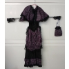 WOMEN'S TAFETTA SALOON GIRL COSTUME DRESS W/ SHAWL & HANDBAG