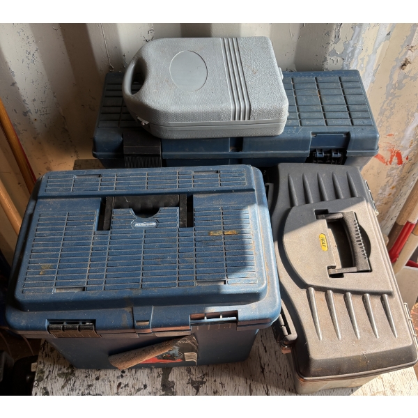 LOT OF 4 - 3 X TOOL BOXES W/ CONTENTS & COMPLETE TOOL KIT - SEE ALL PICS