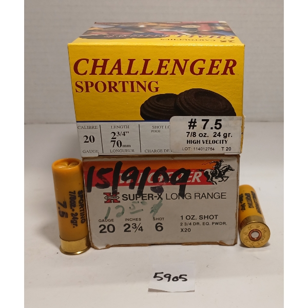 AMMO: 50X CHALLENGER & WINCHESTER SUPER X 20GA - 2 3/4IN - #6 & 7 1/2 SHOT 