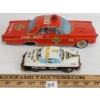 Image 2 : LOT OF 2 - TIN FRICTION FIRE CHIEF & POLICE CARS