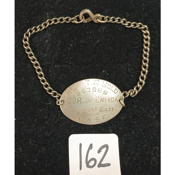 STERLING SILVER WWII QUEEN'S OWN RIFLES I.D. BRACELET