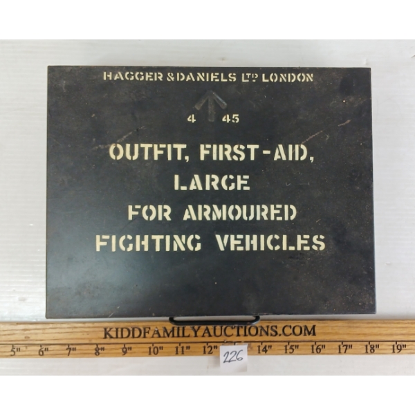 WWII HAGGER & DANIELS LTD FIRST AID BOX FOR ARMOURED FIGHTING VEHICLES