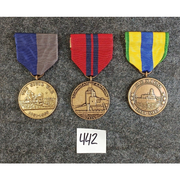 LOT OF 3 - US NAVY & MARINE CORPS MEDALS - INCL DOMINICAN CAMPAIGN, MEXICO & CIVIL WAR