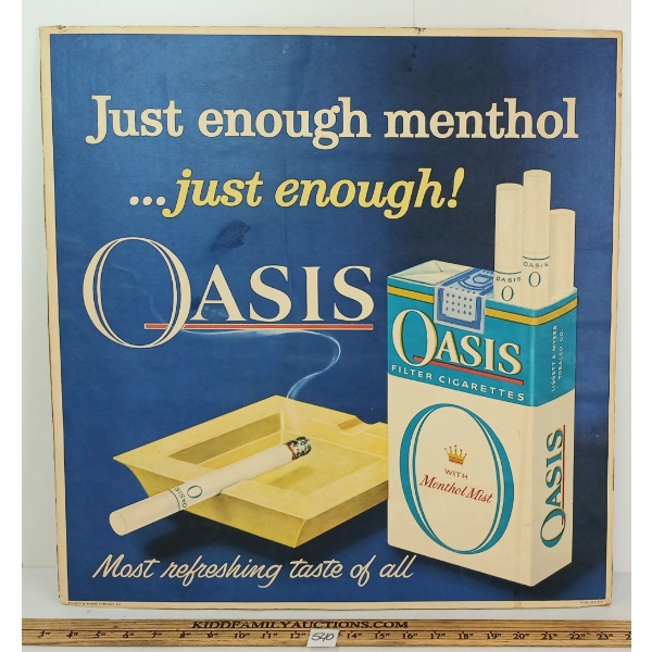 "JUST ENOUGH MENTHOL... JUST ENOUGH!" OASIS CIGARETTE ADVERTISEMENT