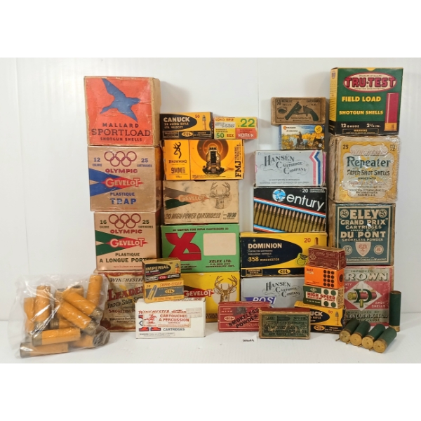 QTY OF COLLECTABLE AMMO BOXES - INCL DOMINION CROWN, WINCHESTER LEADER, ETC