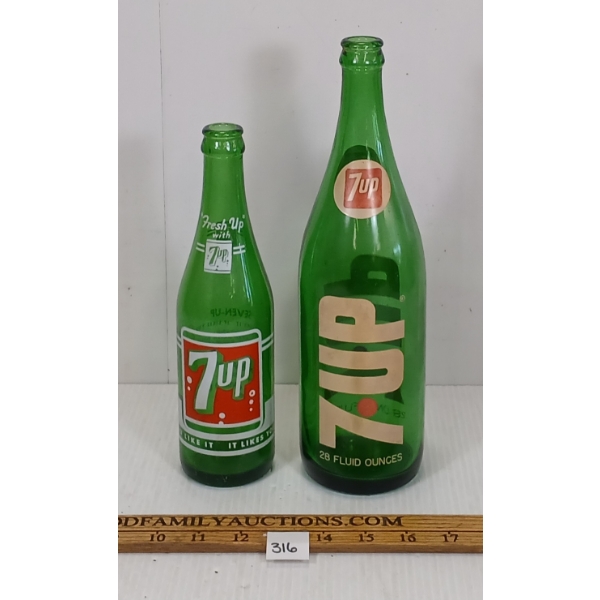 LOT OF 2 - 7-UP GLASS BOTTLES